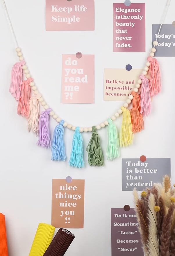 Cotton Tassel Garland Banner Colorful Birthday Decor Party Backdrop Christmas - Image 6