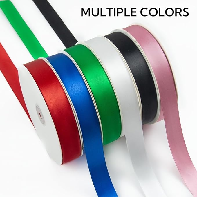 1 Inch 100 Yards Satin Ribbon White, Solid Color Fabric Ribbon for Gift Wrapping, Wedding, Polyester Gift Ribbon for Birthday Party Decoration, Craft, Hair, Floral, Sewing
