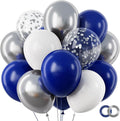 RUBFAC 65pcs Navy Blue Silver Balloons, 12 Inches Navy Blue White Metallic by RUBFAC