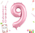 Pastel Pink 9 Balloons, 40 Inch Large Light Pink Foil Number Balloons 0-10 by Smlpuame