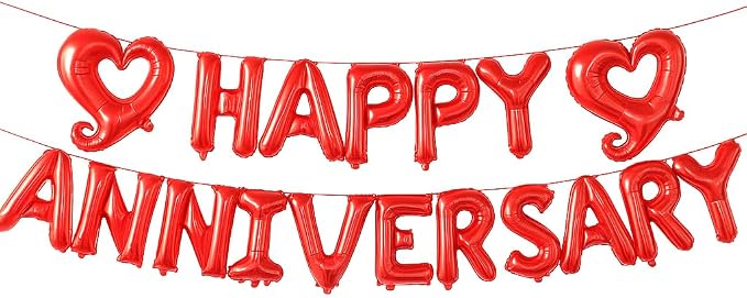 KatchOn Red Happy Anniversary Balloons 18 Inch, Anniversary Decorations | Happy by KatchOn