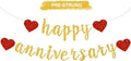 BEISHIDA Glitter Pre-Strung Gold Happy Anniversary Banner Decoration | NO DIY by Beishida