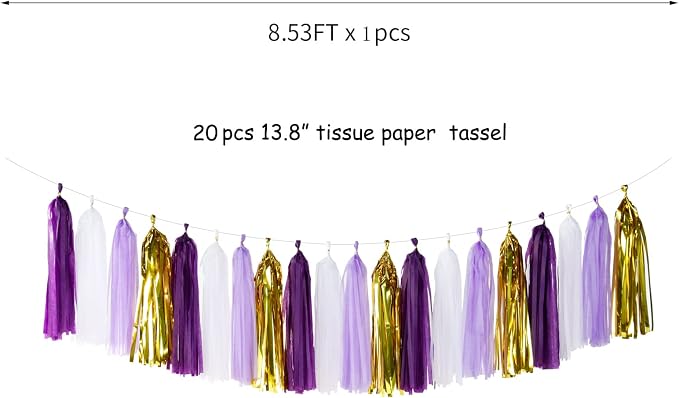 Purple-Gold Party Decoration Tassel Garland - Image 4