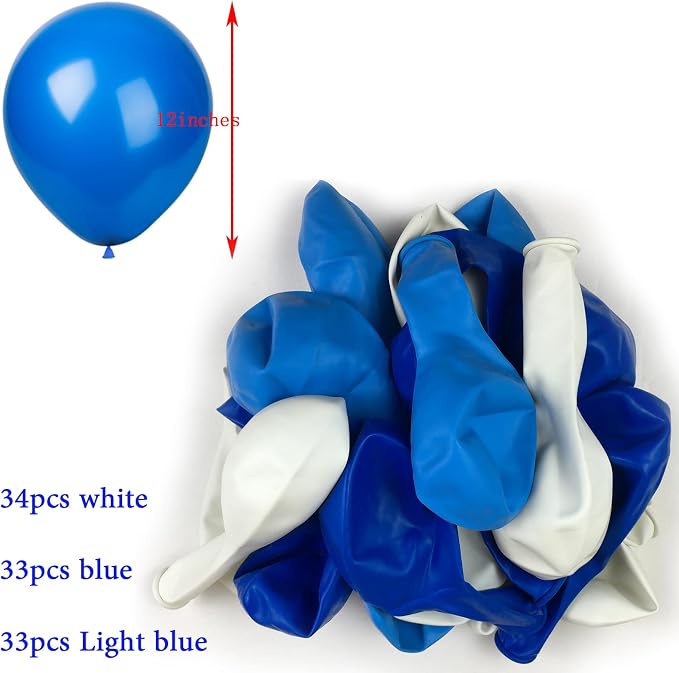 KADBANER White Blue Light Blue Balloons, 100 Pack 12 Inch Latex Balloons | - Image 2