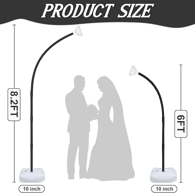 OurWarm 8.2FT & 6FT Balloon Arch Stand Kit, Free Bending Top Balloon Column Kit - Image 3