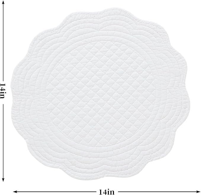 HOMBYS Quilted Placemats Set of 6 Washable Round Placemats - Image 2