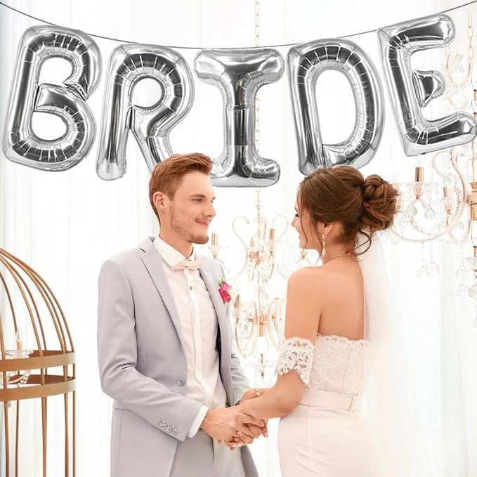 40 Inch Bride Balloons Silver Bridal Shower Balloon Bachelorette Balloons - Image 2