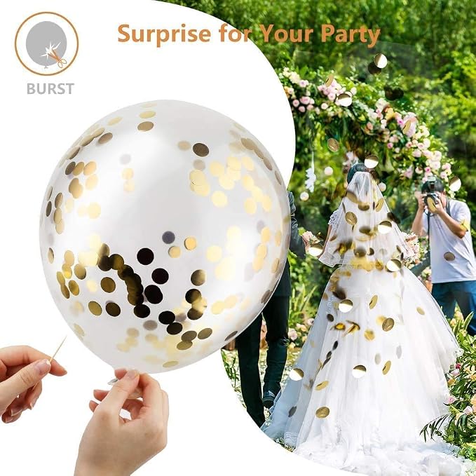 KBZVNAF Yellow White Gold Confetti Balloons 60 Pack 12 inch | Pastel Yellow - Image 4
