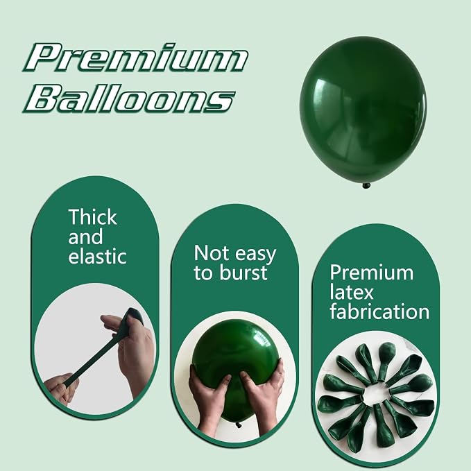 Dark Green Balloons 145pcs Different Sizes 18 12 10 5 Inch Forest Green Balloons - Image 3