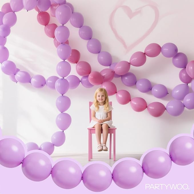PartyWoo Lavender Linking Balloons 100pcs 6 Inch Purple Link Balloons | - Image 3