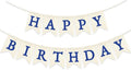 Blue Happy Birthday Banner Pre-strung Burlap Bunting Party Backdrop Sign by Unknown