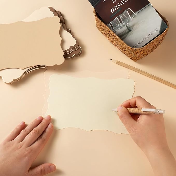 50 Pack Blank Kraft Cards Cardstock Thick Paper Brown Greeting Cards for DIY Gift Card Menus, Baby Shower and Wedding Invitations (Brown, 5x7IN)