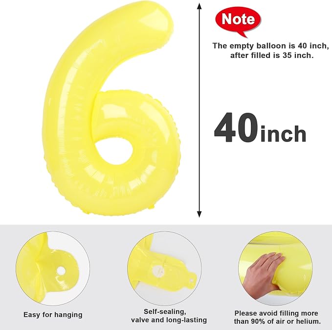 0 Balloon Number 40 Inch Yellow Balloons - Image 5