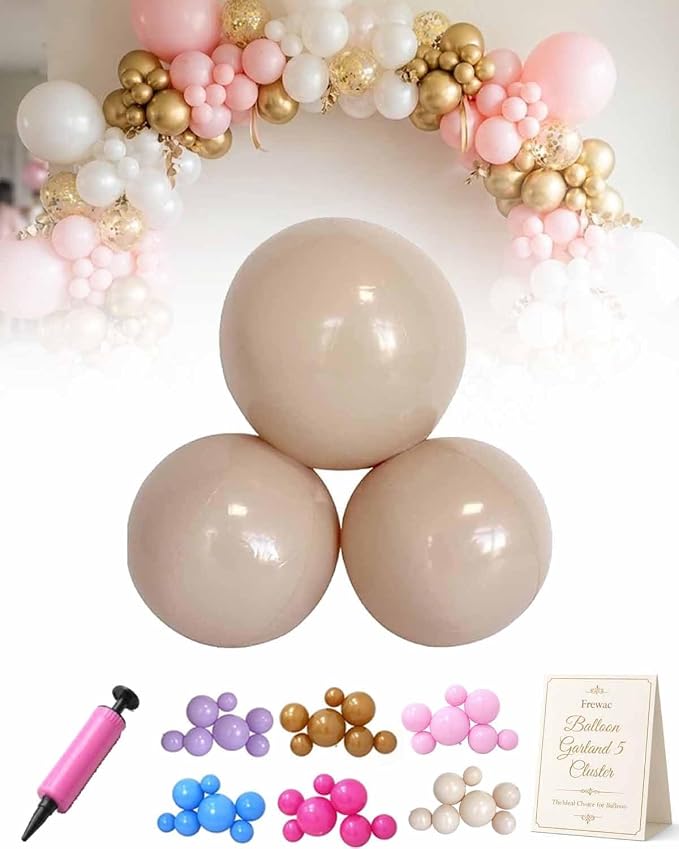 Reusable Balloon Garland 5 Cluster Inflatable Latex Free PVC Clusters Arch Kit by Frewac