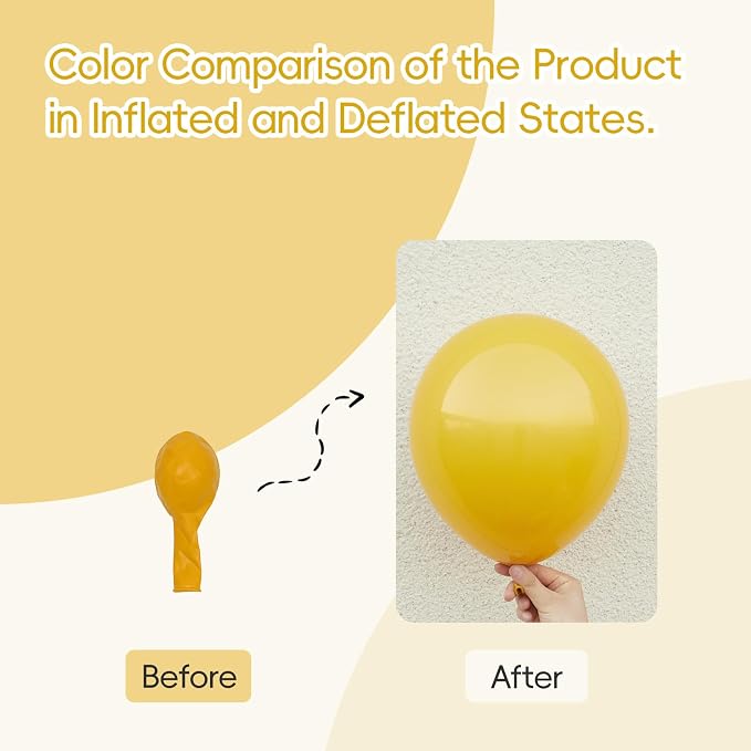 Mustard Yellow Balloons 12 inch, Mustard Yellow Latex 50pcs Party Balloons | - Image 3