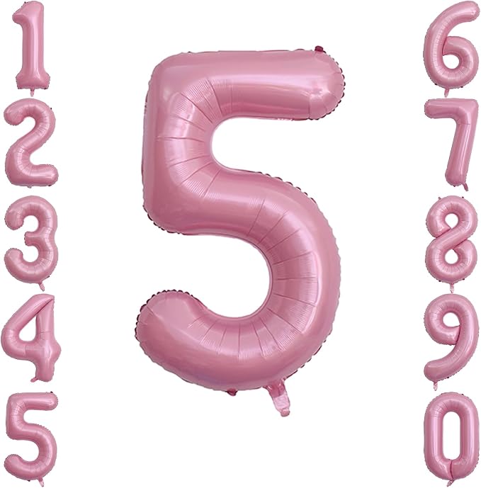 Pearlescent Pink Number 5 Balloon 40 Inch, Shiny Foil by Unknown