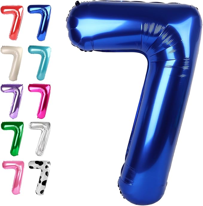 Night Blue Number 7 Balloon 40 inch, 7th Birthday Party Balloons Decorations | by Upgesy