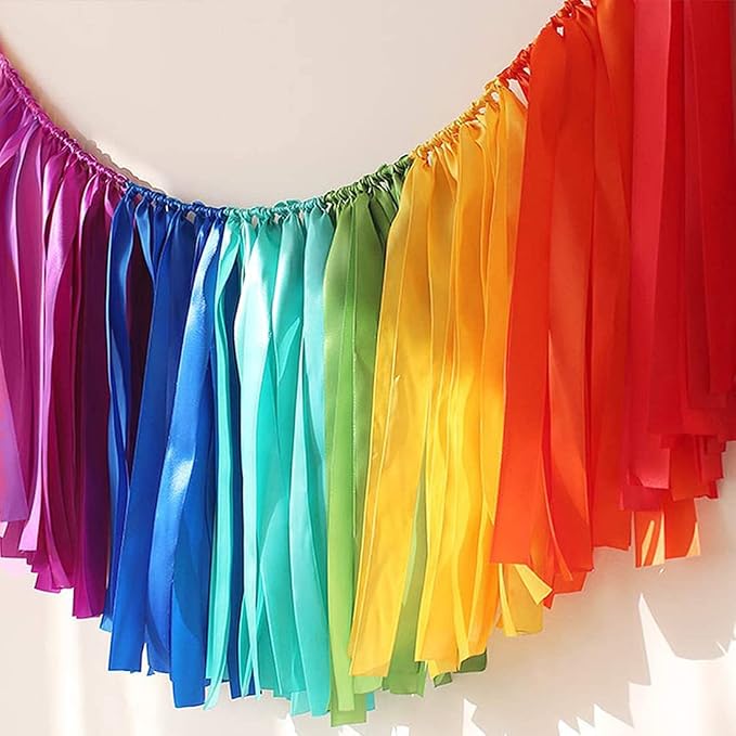 Handmade Party Garland Hanging Decorations Preassembled Colorful Ribbon Tassel by Pantipinky