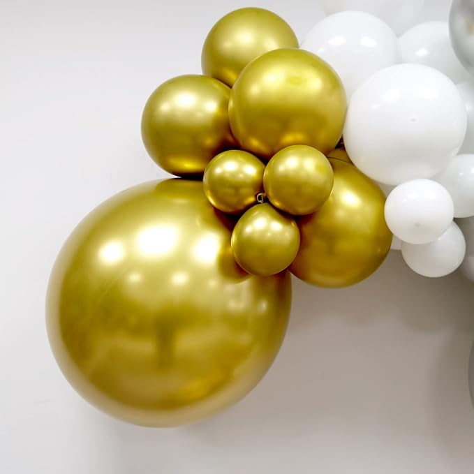 127pcs Silver Gold White Latex Balloons Garland Arch Kit 18in 12in 10in 5in - Image 6