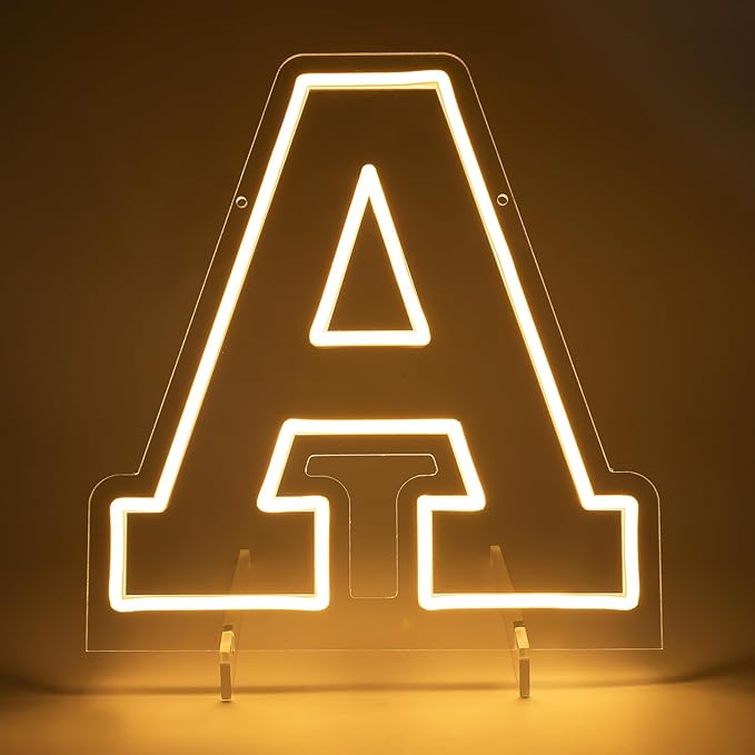 Light Up Letters A, Led Marquee Letter Lights Neon Sign, 13.9" Height Decorative Lighted Alphabet Number, Battery/USB Powered Led Letters Lights for Wedding, Birthday, Party, Christmas or Home Decor