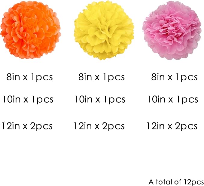 We Moment Pink Orange Yellow Paper Pom Poms - Image 2