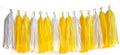 Yellow and White Tassel Garland Paper Tissue Tassels Garland by Tim%26Lin