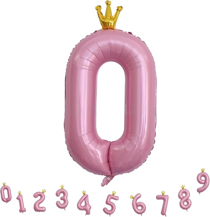 Light Pink Number 0 Balloons for Girls, 40 Inch Foil Large Pastel Pink - Image 8