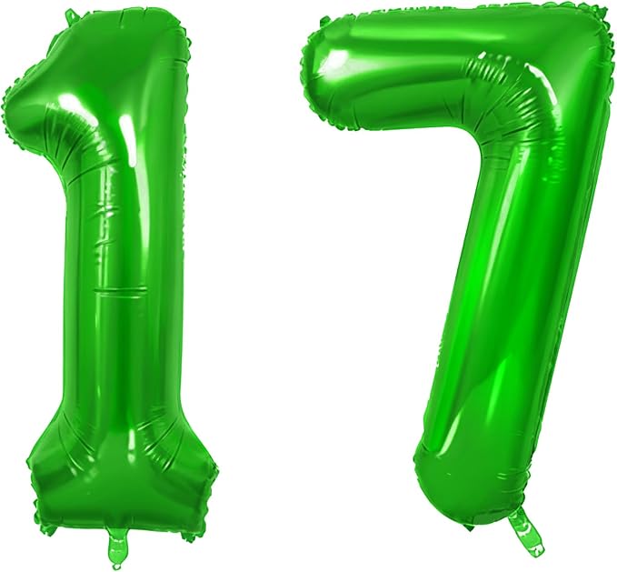 Number 17 Balloons for 17th Birthday Party Decorations, 0-100 Large No.17 by Joycard