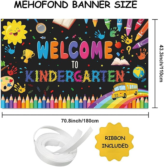MEHOFOND Welcome to Kindergarten Banner Back to School Kids Classroom Party - Image 2