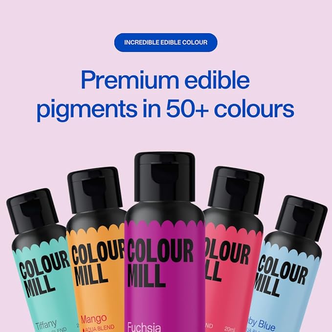 Colour Mill Pool Party Pack Aqua Blend Water-Based Food Coloring, 20 Milliliters Each of 6 Colors: Candy, Mint, Purple, Sky Blue, Teal and Yellow, 120.0 milliliters, 4.08 Fl Oz
