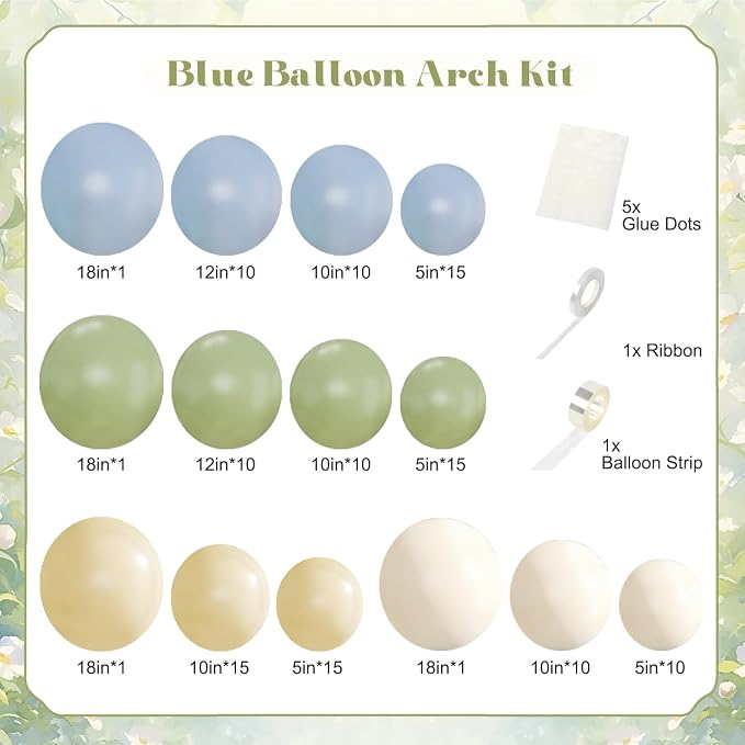 CROSSFINGERS Green Blue Yellow Pastel Balloon Arch Kit - Image 5