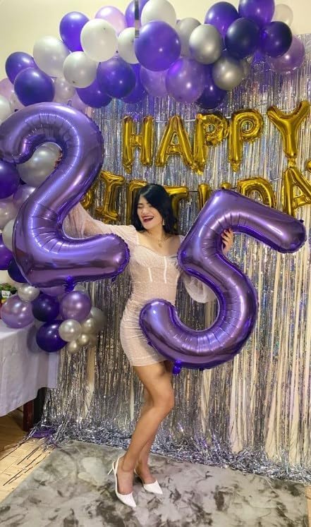 Purple Number 5 Balloon 40 inch, Balloon numbers party supplies, deco photo - Image 5