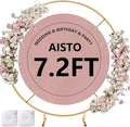 Round Backdrop Stand 7.2FT Arch Balloon Golden Metal Circle Garland Frame by Aisto
