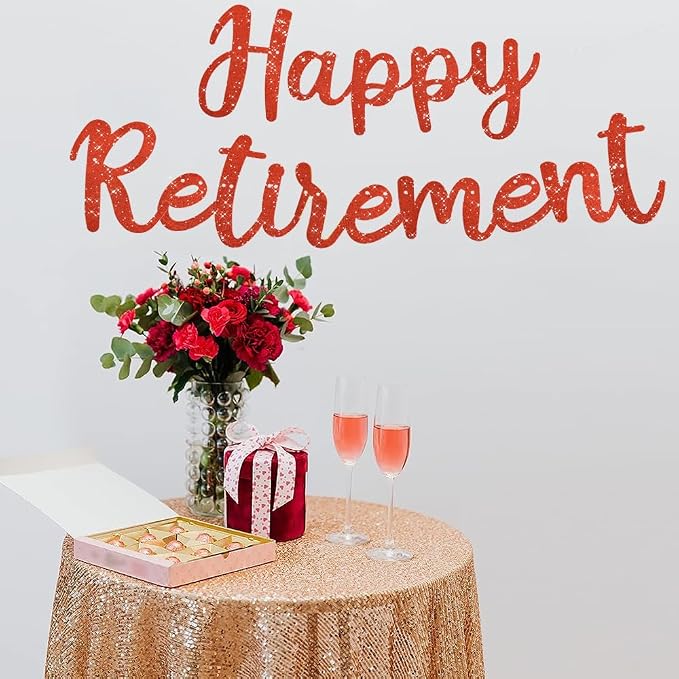 BEISHIDA Pre-Strung Glitter Red Happy Retirement Banner Party Decoration | NO - Image 6