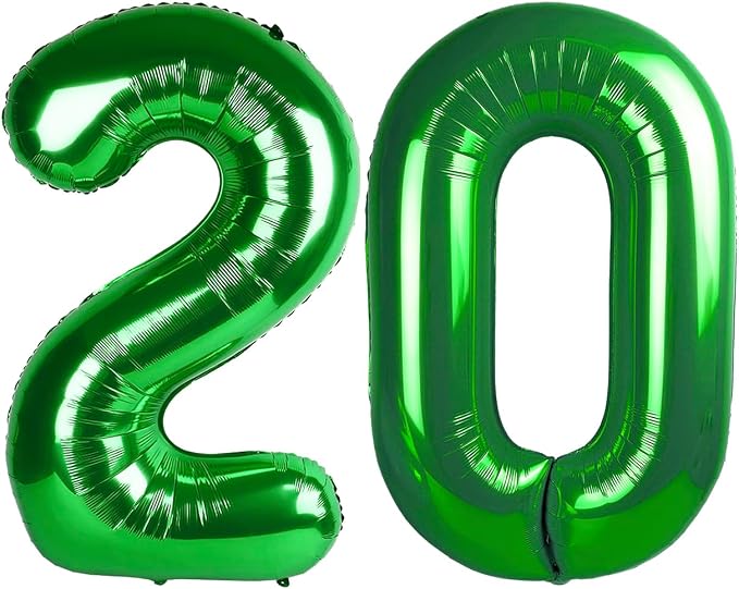 Green 40 Inch 20 Number Balloons, 20 Decorations by Upgesy