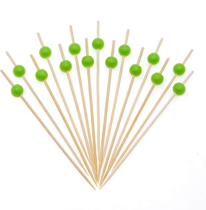 Minisland Grass Green Pearl Bamboo Cocktail Picks, Decorative Toothpicks | 4.7 by Minisland