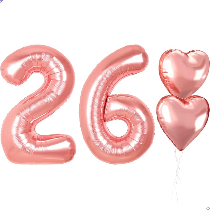 Rose Gold 26th Birthday Decorations, 40 inch Large 26 Balloon Numbers by Unknown