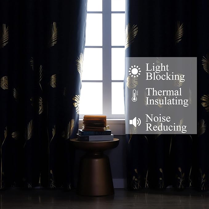 Elegant Natural Leaf Curtains Grommet Blackout Curtains Noise Reducing Energy - Image 6