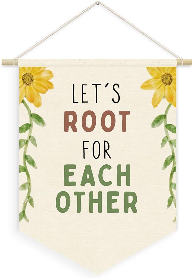 Greenery Floral Classroom Decor, Motivational Flower Nature Boho Linen Canvas by Unknown