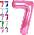 Pink Number 7 Balloon 40 inch, Balloon numbers party supplies, deco photo shoot by Upgesy