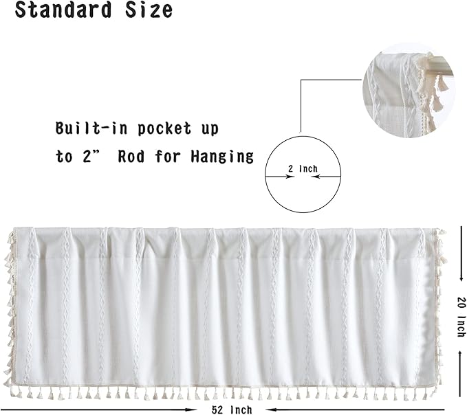 RoomTalks White Boho Kitchen Valances - Image 4