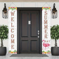 BlissYard 2pcs Welcome Summer Door Banner Hawaiian Flamingo Porch Banners Sign by BlissYard