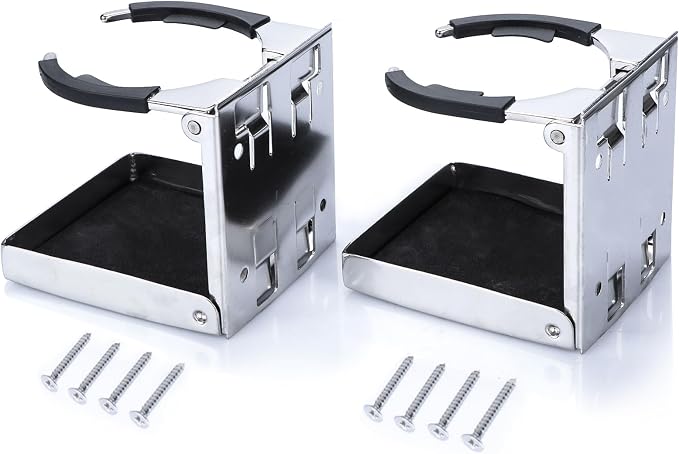 Stainless Steel Adjustable Folding Cup Drink Holders Marine/Boat/Caravan/car) by HOME