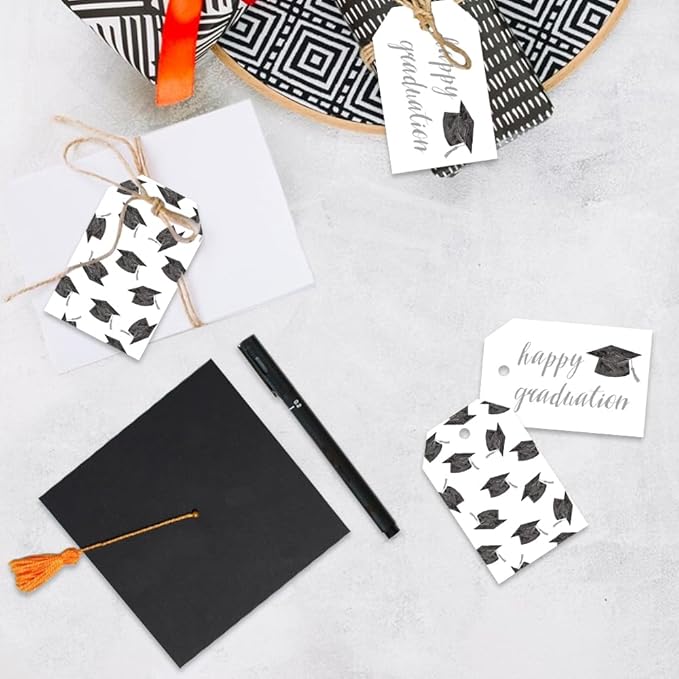 50 Pcs Graduation Gift Tags, Congrats Grad Party Favors Gift Tags for High School or Happy College Graduation Party Decoration Supplies (Gray, 2.2 * 3.5)