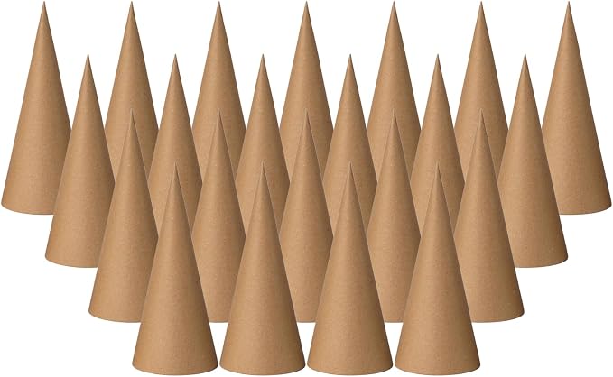 Crafjie 22PCS Paper Mache Cones Open Bottom 10 x 4 in, Paper Cone by Crafjie