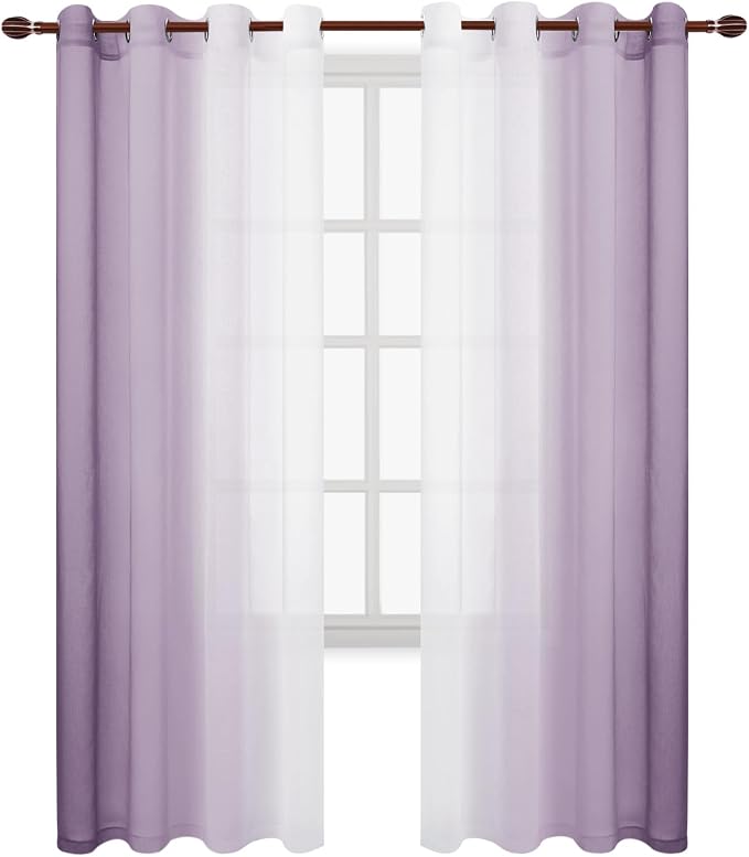 DWCN Ombre Faux Linen Extra Long Sheer Curtains - Image 7