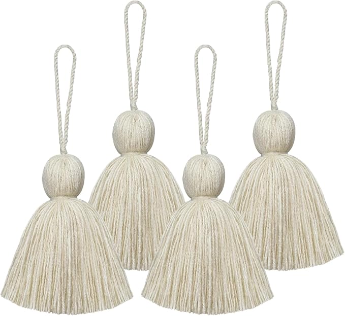 Big Size 4 PCS Tassels for Crafts, Handmade Hanging for Pillow Decor, Blanket by NINGYOHI