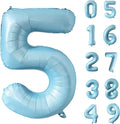 40 Inch Matte Blue 5 Number Balloons Light Blue Number 5 Foil Balloon Mylar by Yeodong