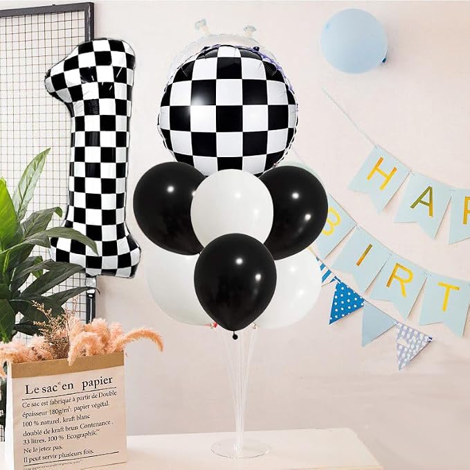 40 Inch Checkered Number Balloon 7 Black and White Number 7 Balloon Foil Helium - Image 5