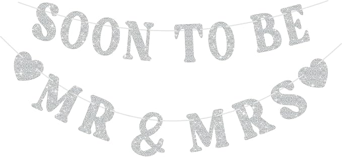 Soon To Be Mr & Mrs Banner for Bridal Shower Decorations, Pre-Strung Silvery by SerpizePaty